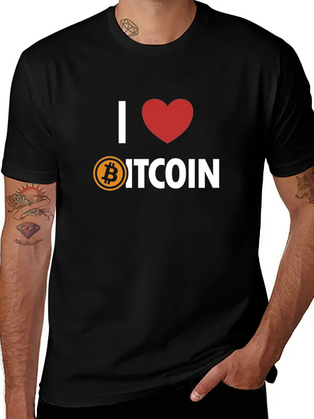 I Love Bitcoin Cryptocurrency Blockchains Crypto Casual Graphic T-Shirt – Simple And Comfortable Daily Wear