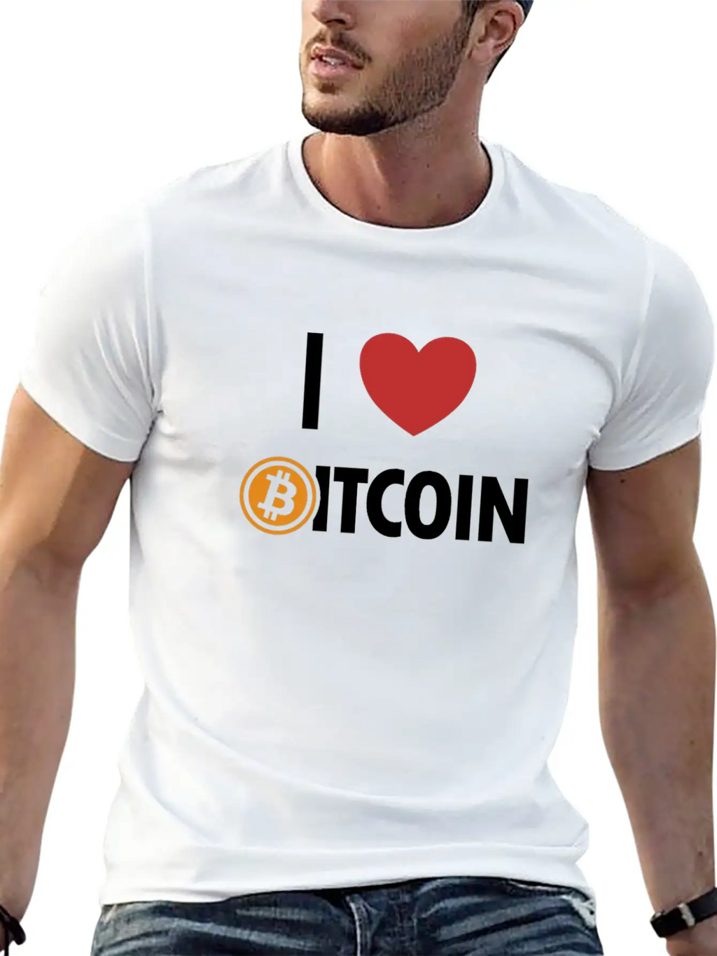 I Love Bitcoin Cryptocurrency Blockchains Crypto Casual Graphic T-Shirt – Simple And Comfortable Daily Wear