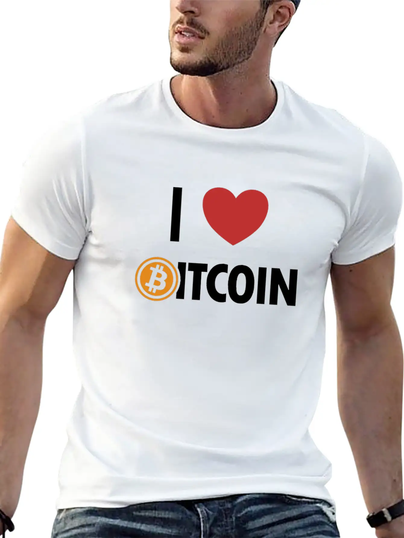 I Love Bitcoin Cryptocurrency Blockchains Crypto Casual Graphic T-Shirt – Simple And Comfortable Daily Wear