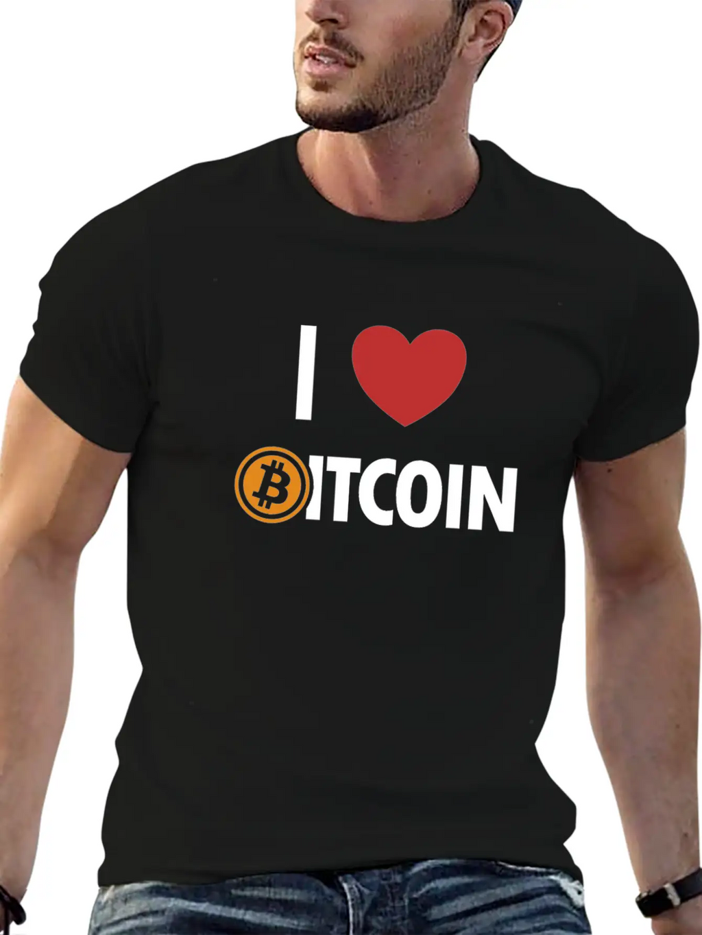 I Love Bitcoin Cryptocurrency Blockchains Crypto Casual Graphic T-Shirt – Simple And Comfortable Daily Wear