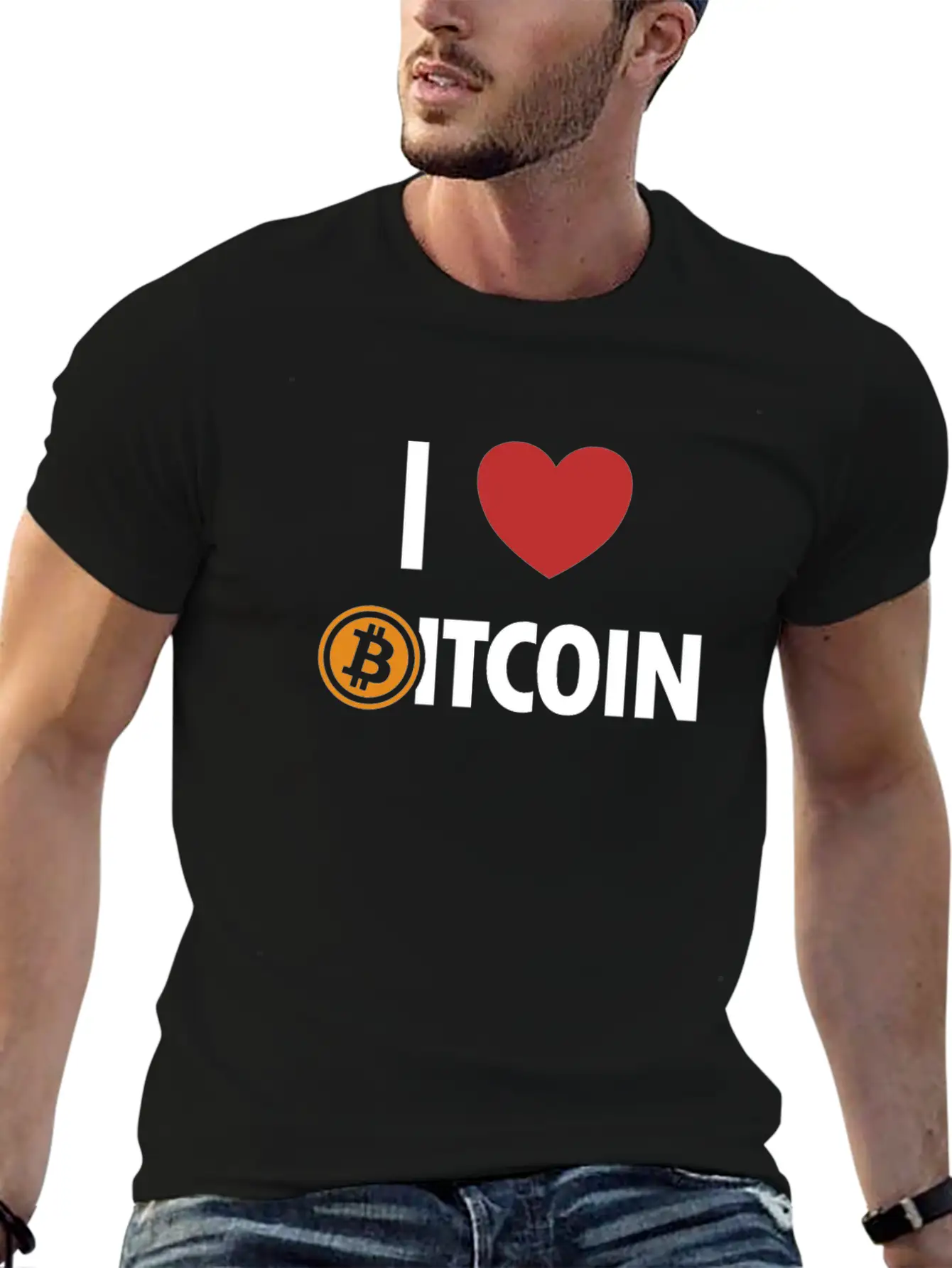 I Love Bitcoin Cryptocurrency Blockchains Crypto Casual Graphic T-Shirt – Simple And Comfortable Daily Wear