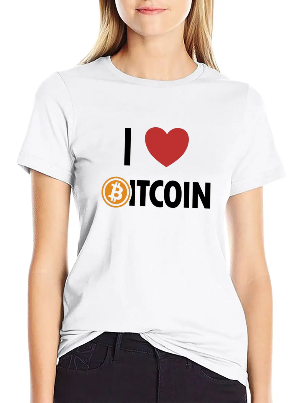 I Love Bitcoin Cryptocurrency Blockchains Crypto Casual Graphic T-Shirt – Simple And Comfortable Daily Wear