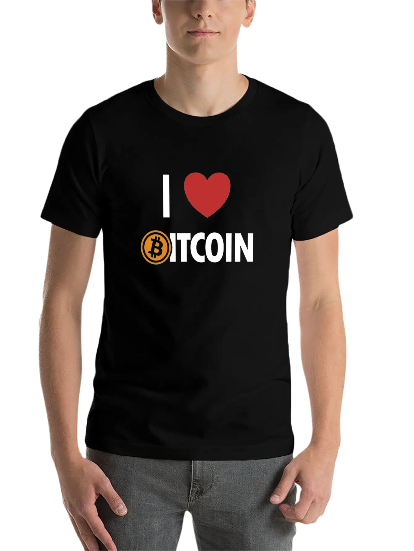 I Love Bitcoin Cryptocurrency Blockchains Crypto Casual Graphic T-Shirt – Simple And Comfortable Daily Wear