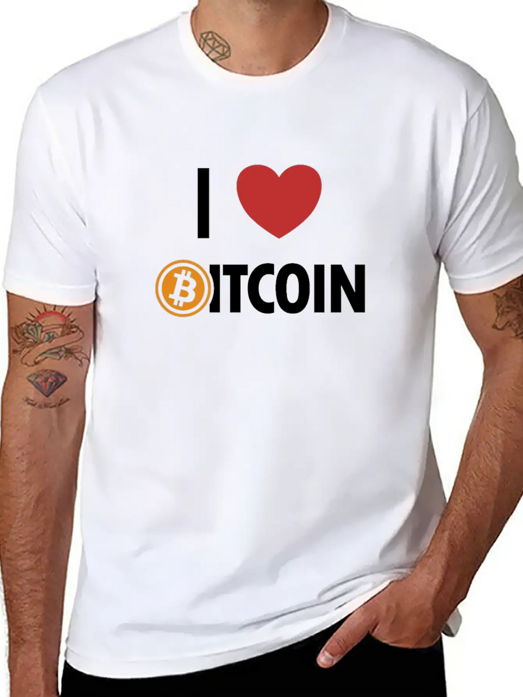 I Love Bitcoin Cryptocurrency Blockchains Crypto Casual Graphic T-Shirt – Simple And Comfortable Daily Wear