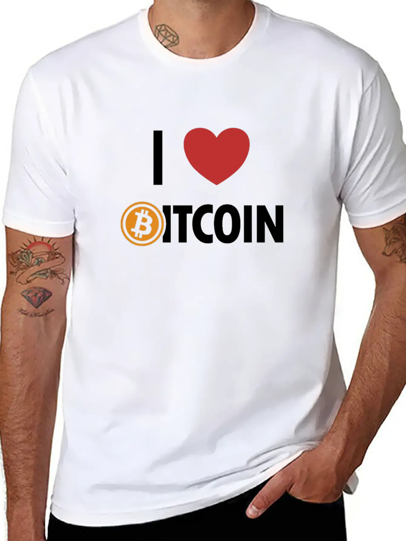I Love Bitcoin Cryptocurrency Blockchains Crypto Casual Graphic T-Shirt – Simple And Comfortable Daily Wear