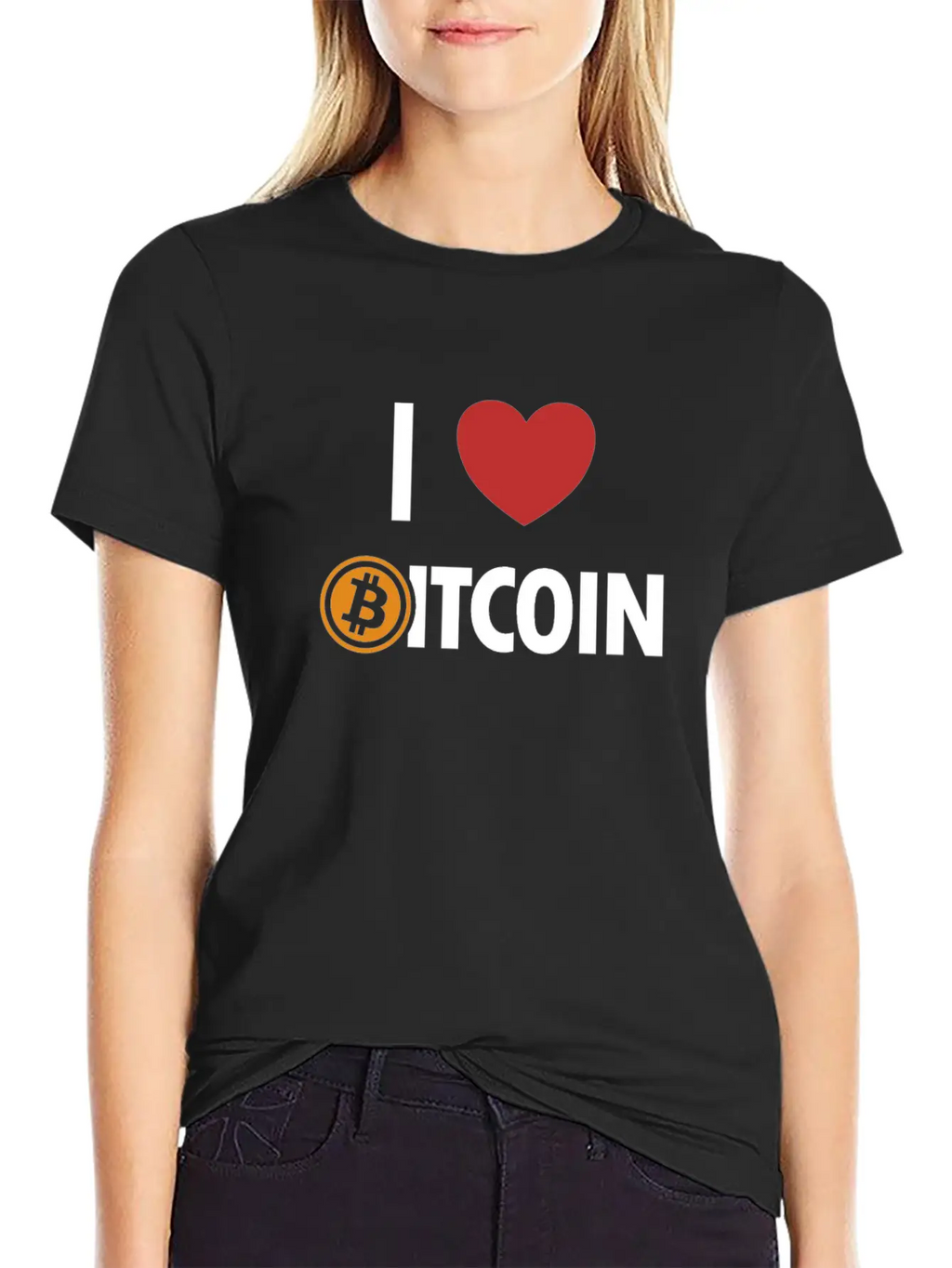 I Love Bitcoin Cryptocurrency Blockchains Crypto Casual Graphic T-Shirt – Simple And Comfortable Daily Wear