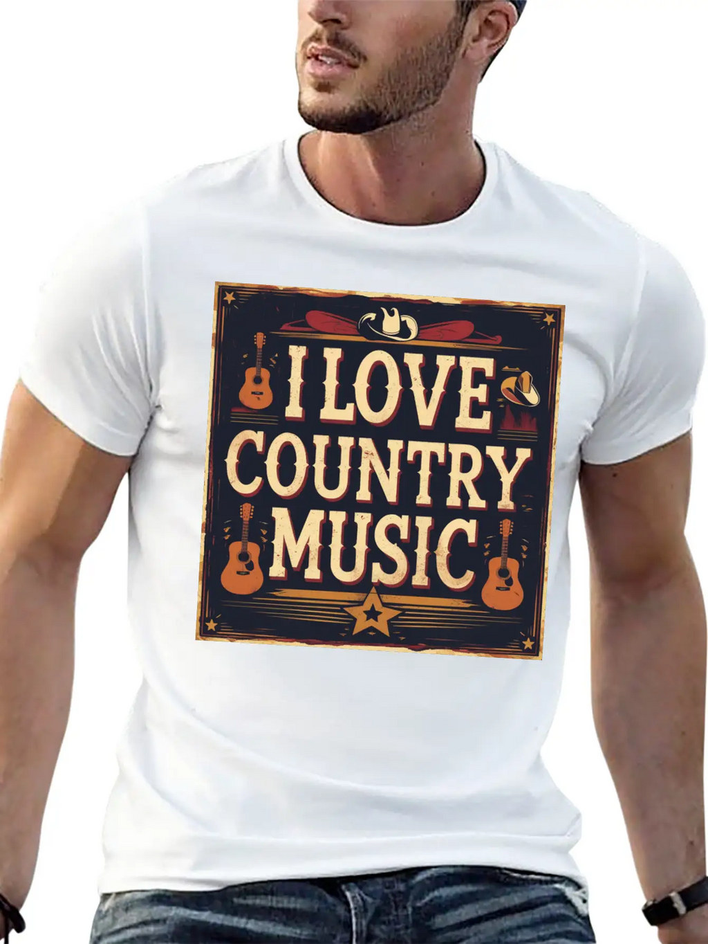 I Love Country Music Casual Graphic T-Shirt – Simple And Comfortable Daily Wear