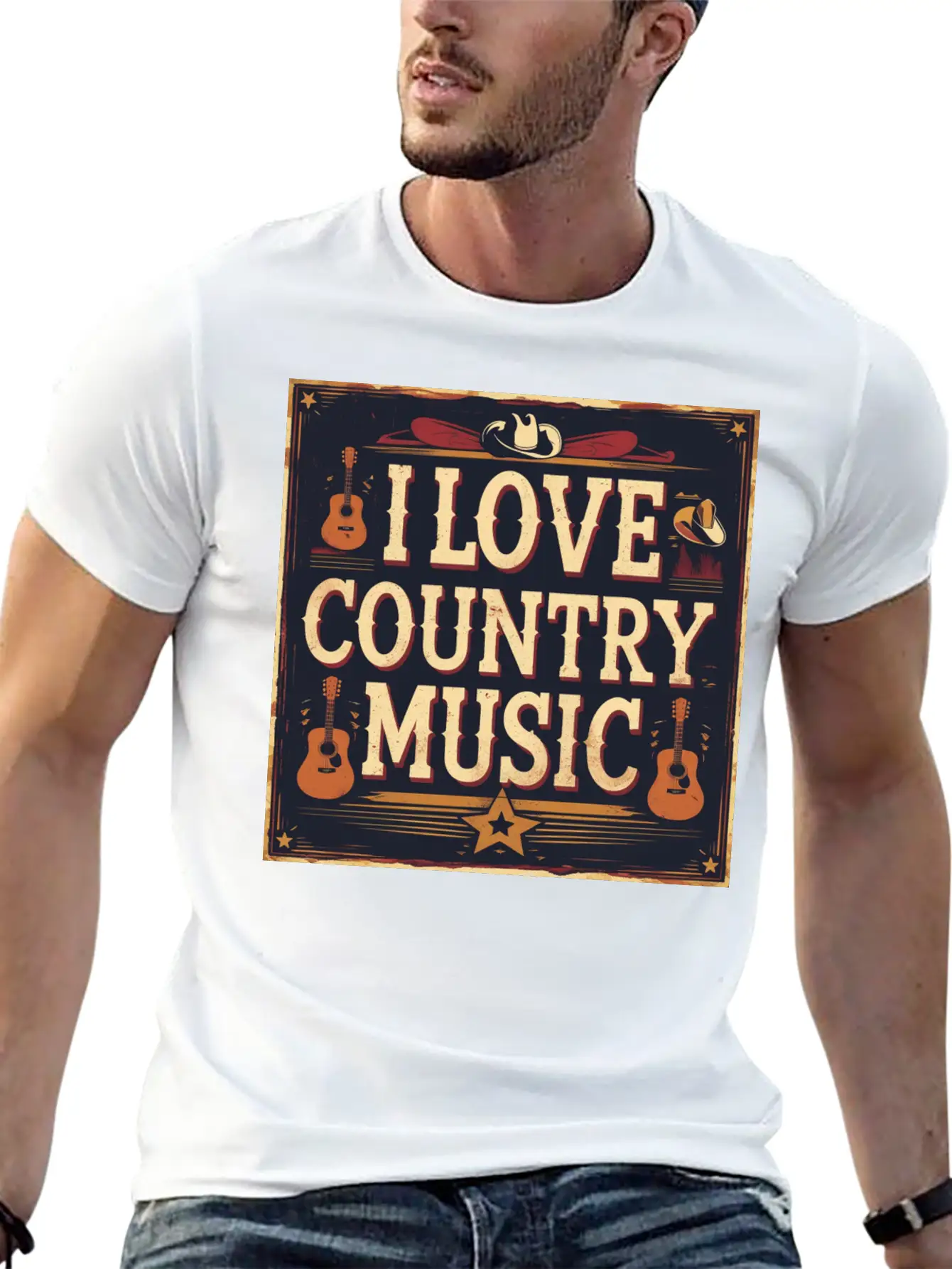 I Love Country Music Casual Graphic T-Shirt – Simple And Comfortable Daily Wear