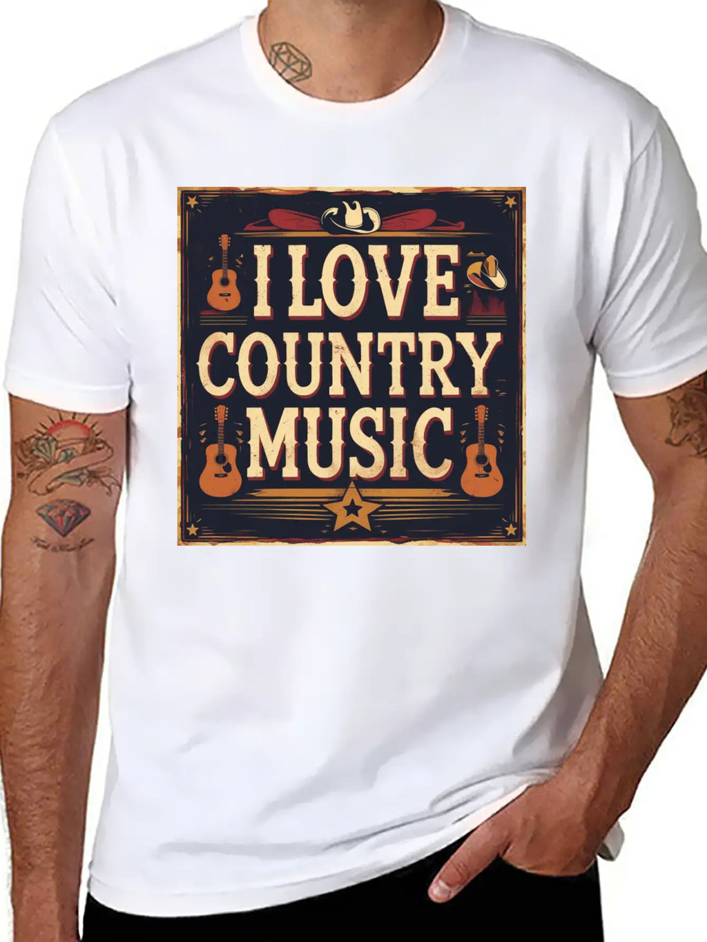 I Love Country Music Casual Graphic T-Shirt – Simple And Comfortable Daily Wear