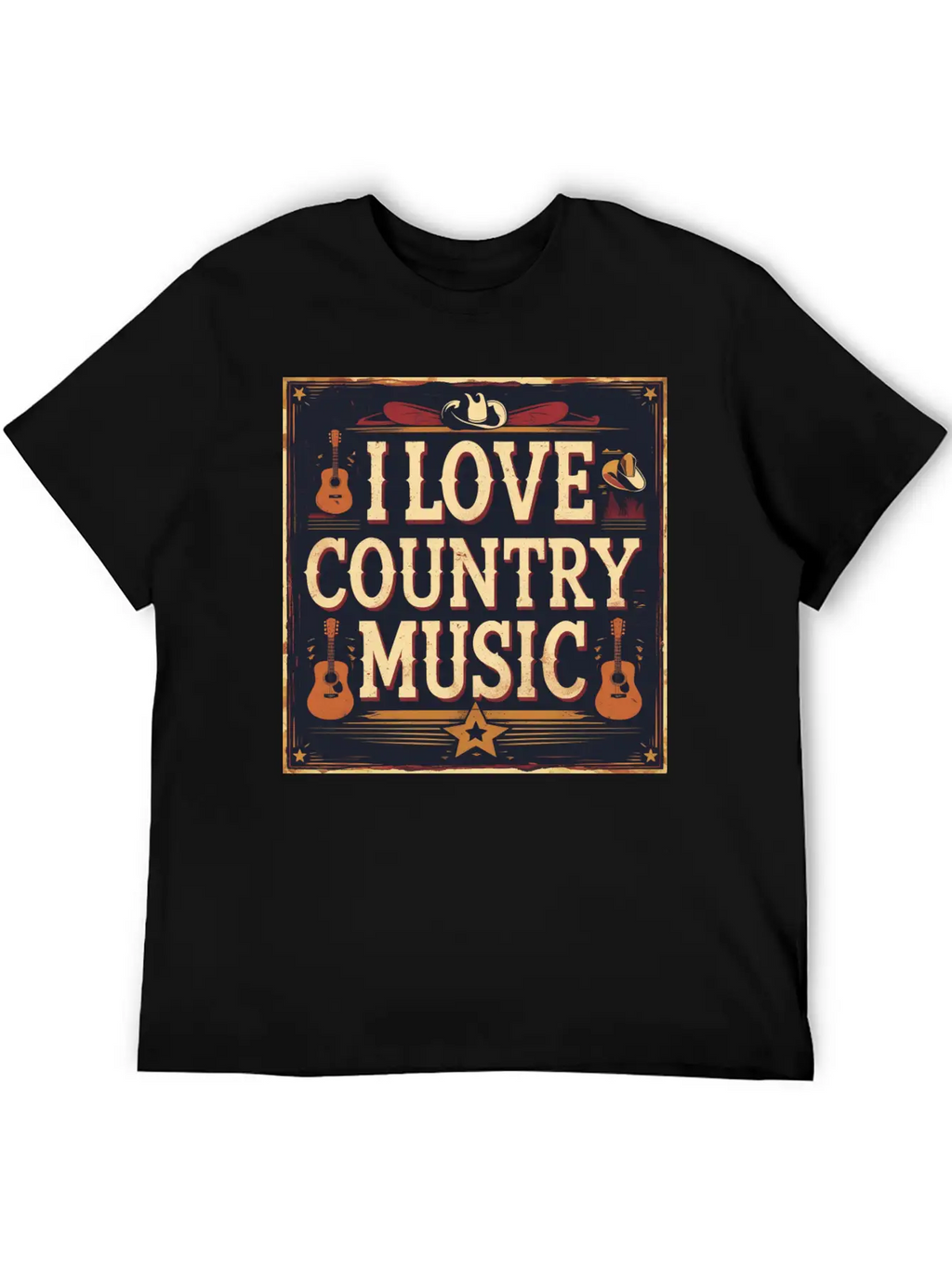 I Love Country Music Casual Graphic T-Shirt – Simple And Comfortable Daily Wear