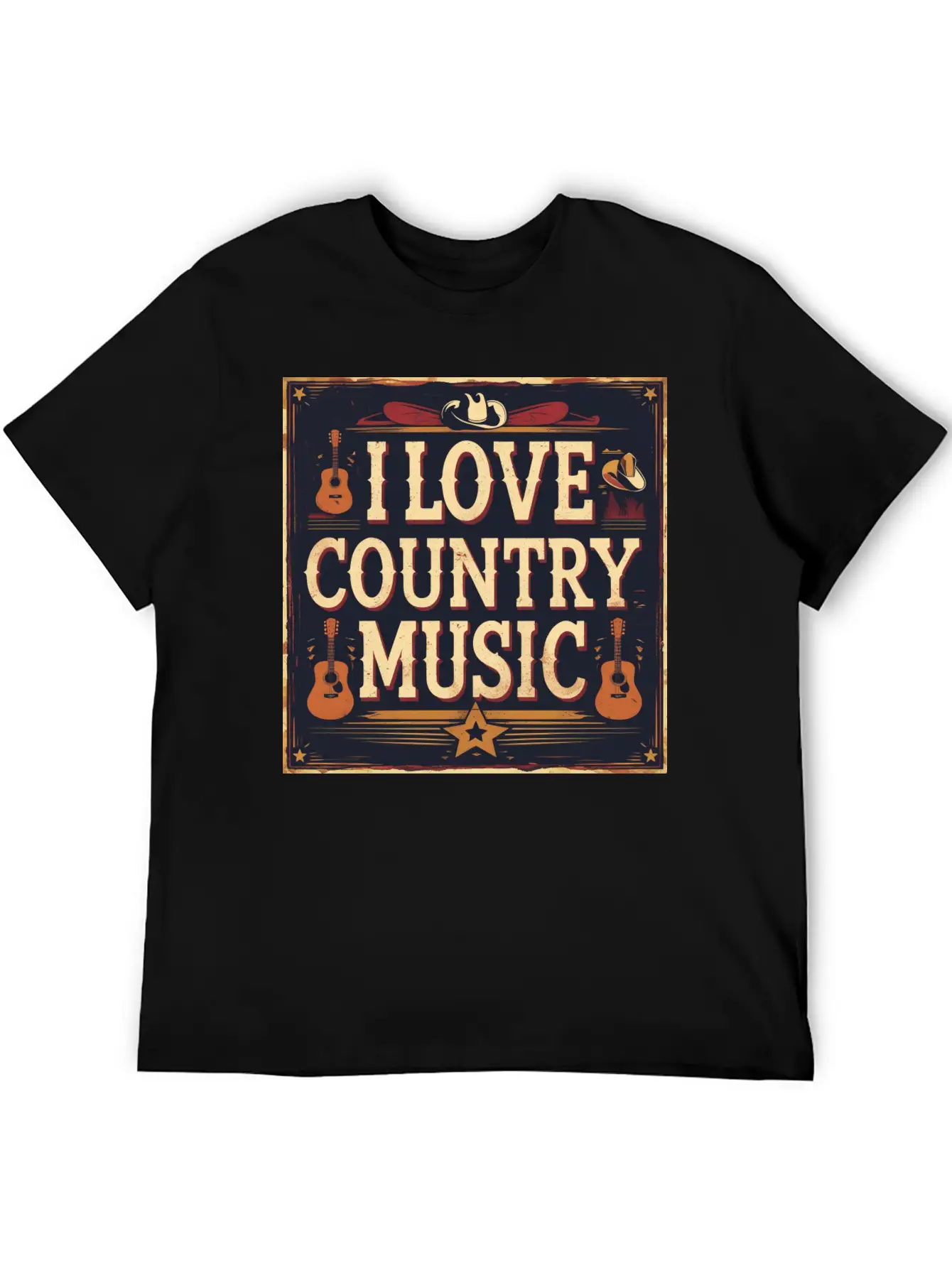 I Love Country Music Casual Graphic T-Shirt – Simple And Comfortable Daily Wear