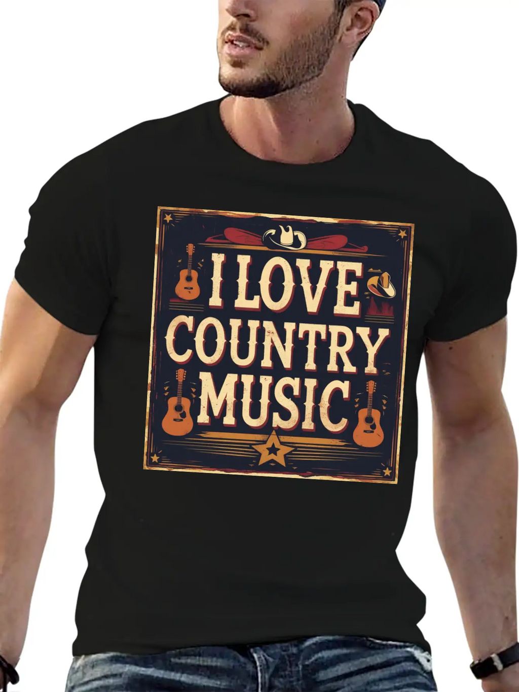I Love Country Music Casual Graphic T-Shirt – Simple And Comfortable Daily Wear