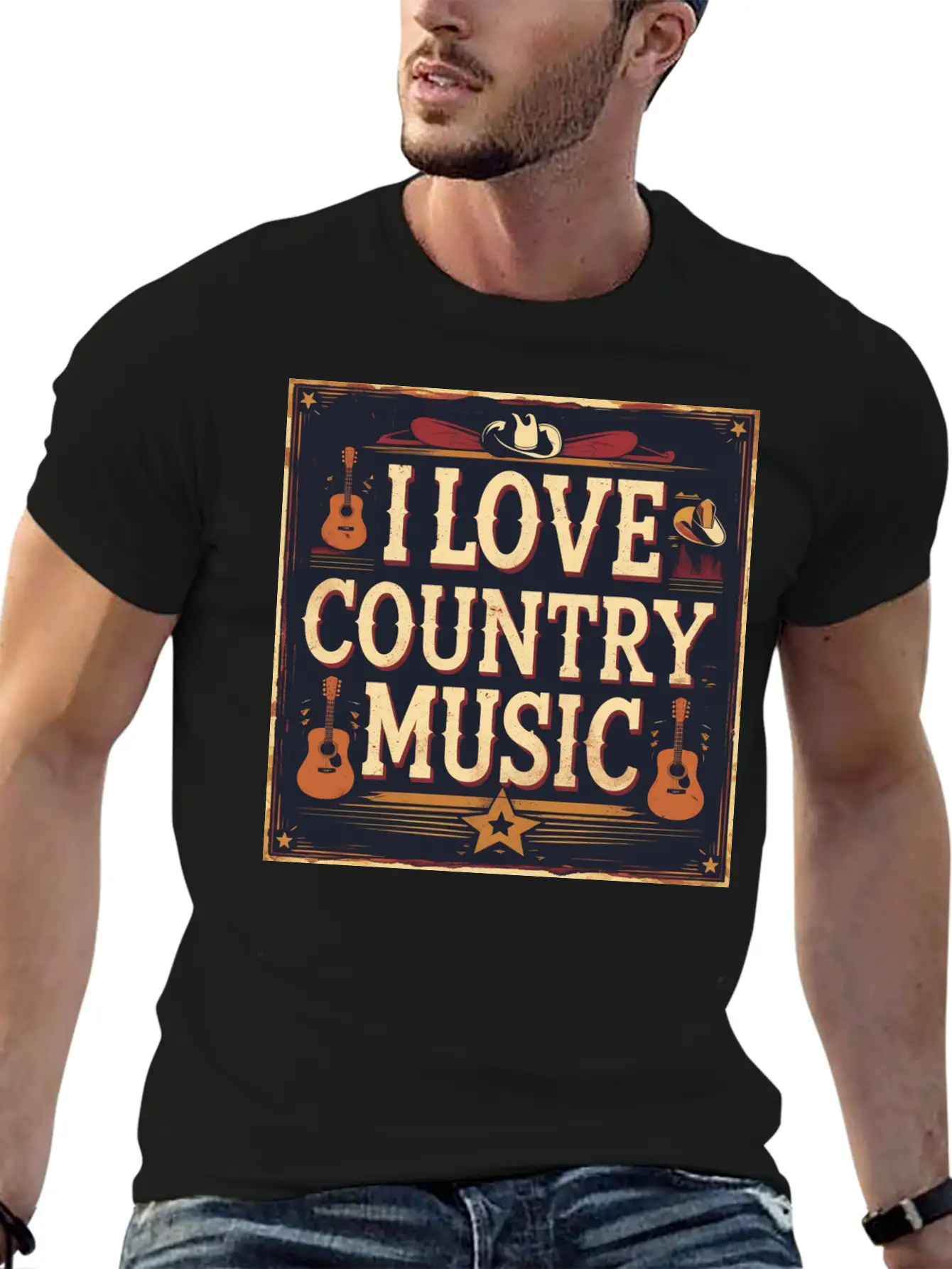 I Love Country Music Casual Graphic T-Shirt – Simple And Comfortable Daily Wear