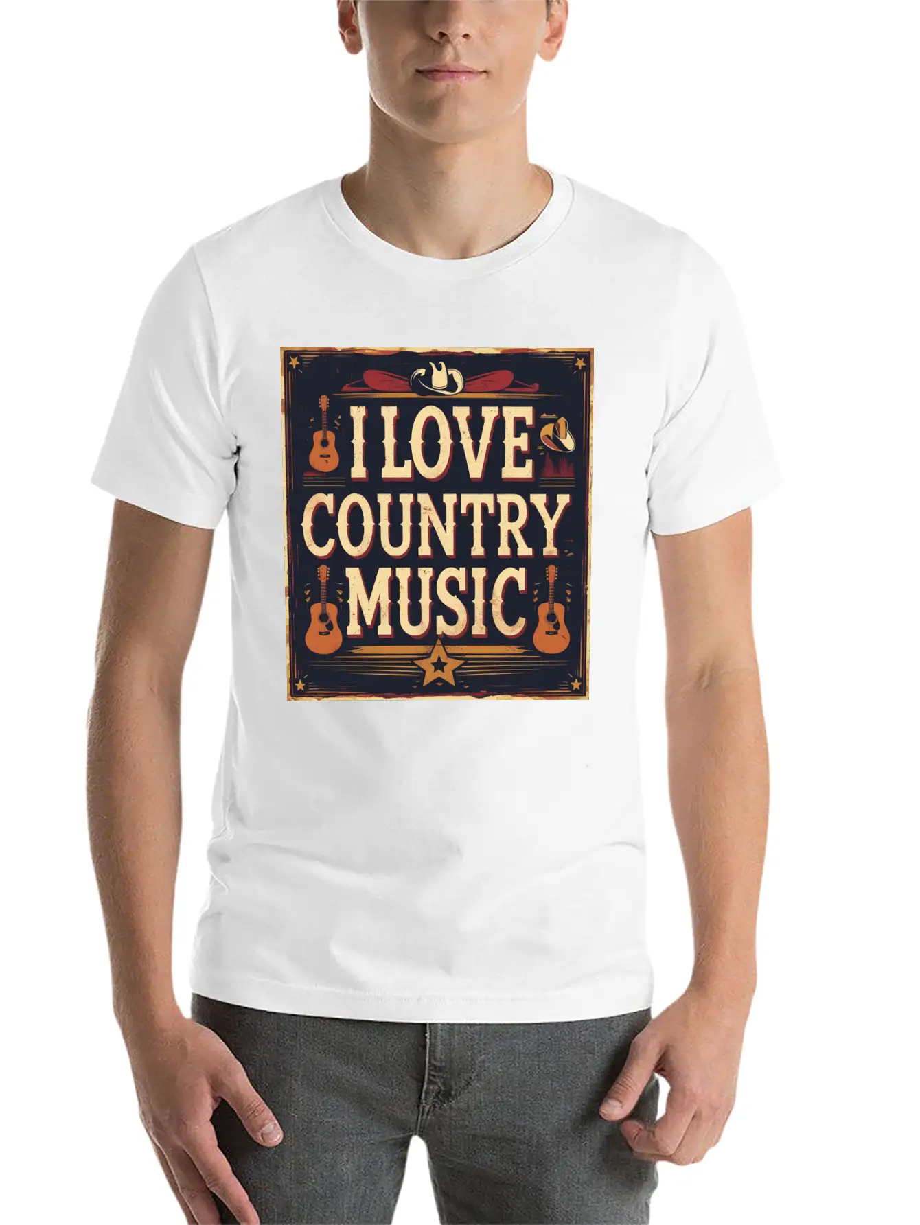 I Love Country Music Casual Graphic T-Shirt – Simple And Comfortable Daily Wear