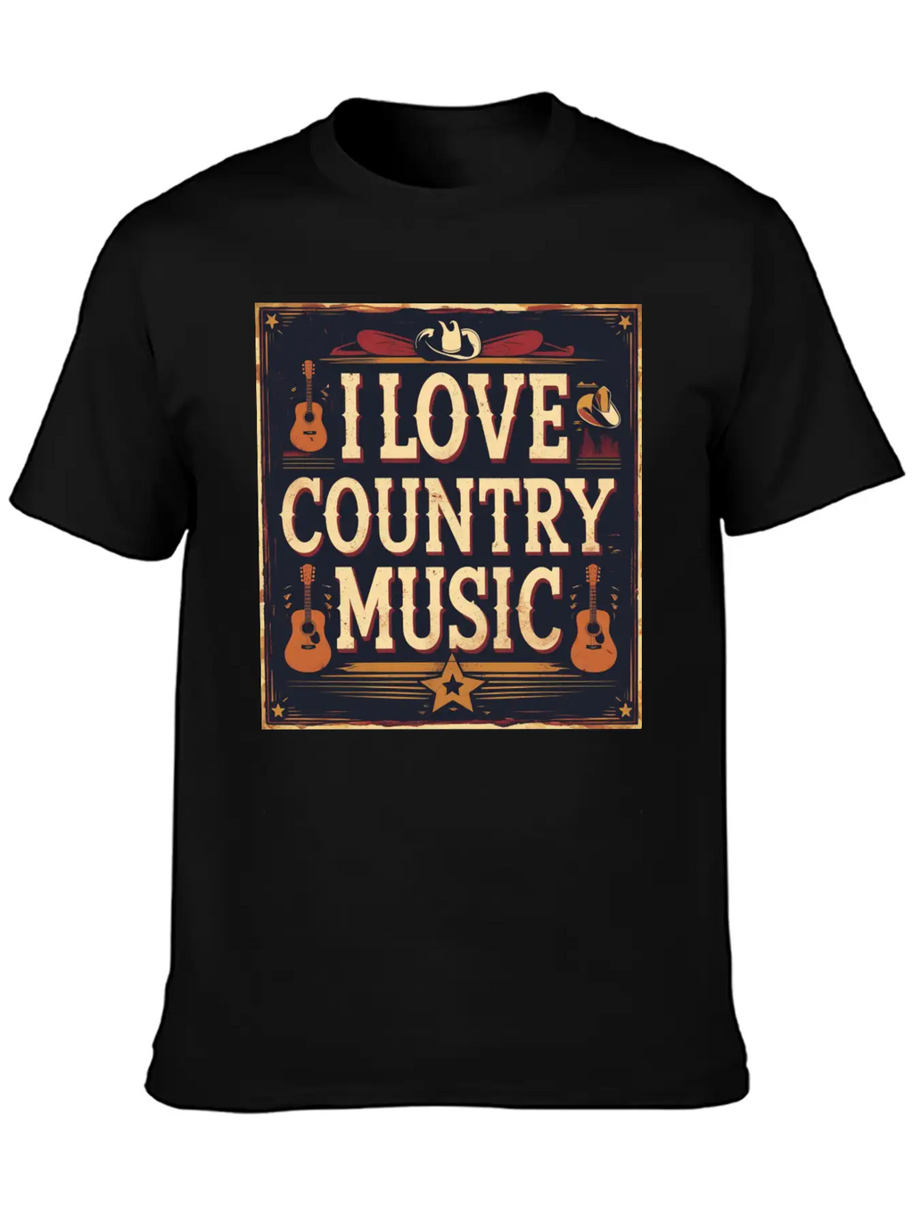 I Love Country Music Casual Graphic T-Shirt – Simple And Comfortable Daily Wear