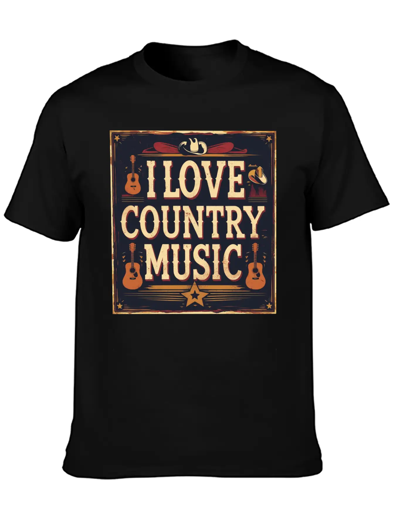 I Love Country Music Casual Graphic T-Shirt – Simple And Comfortable Daily Wear