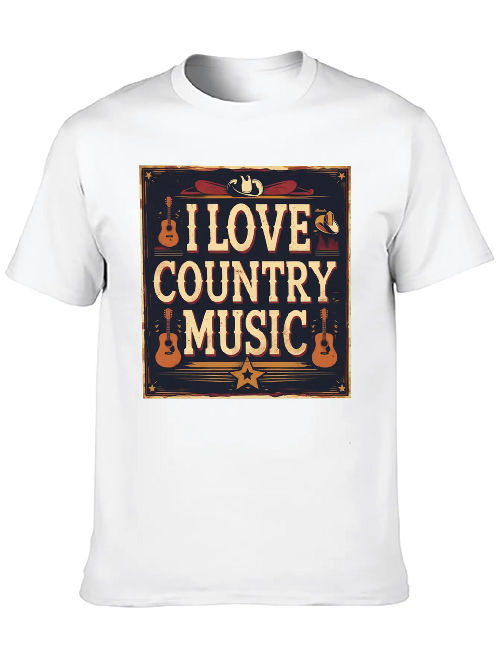I Love Country Music Casual Graphic T-Shirt – Simple And Comfortable Daily Wear