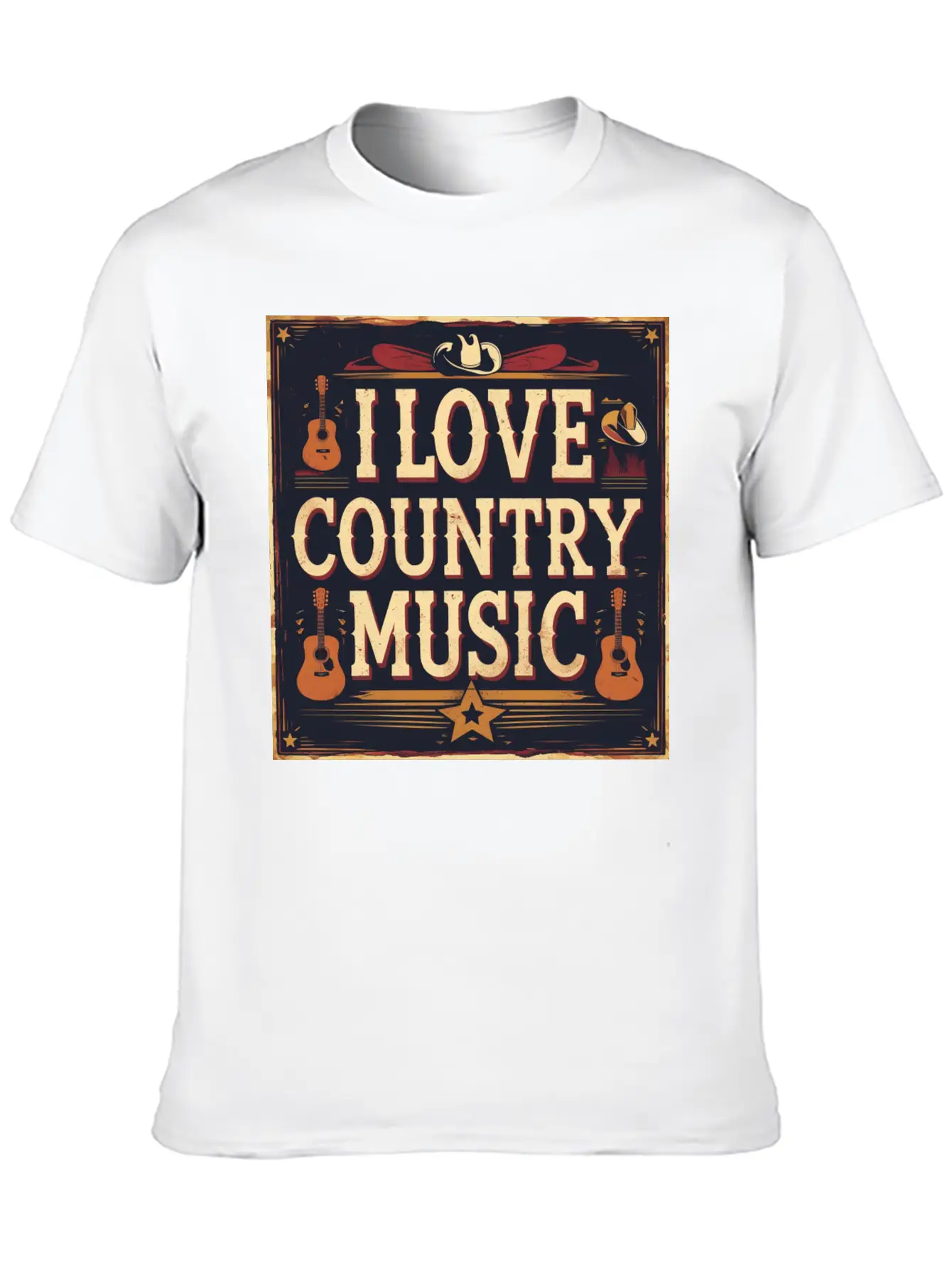I Love Country Music Casual Graphic T-Shirt – Simple And Comfortable Daily Wear