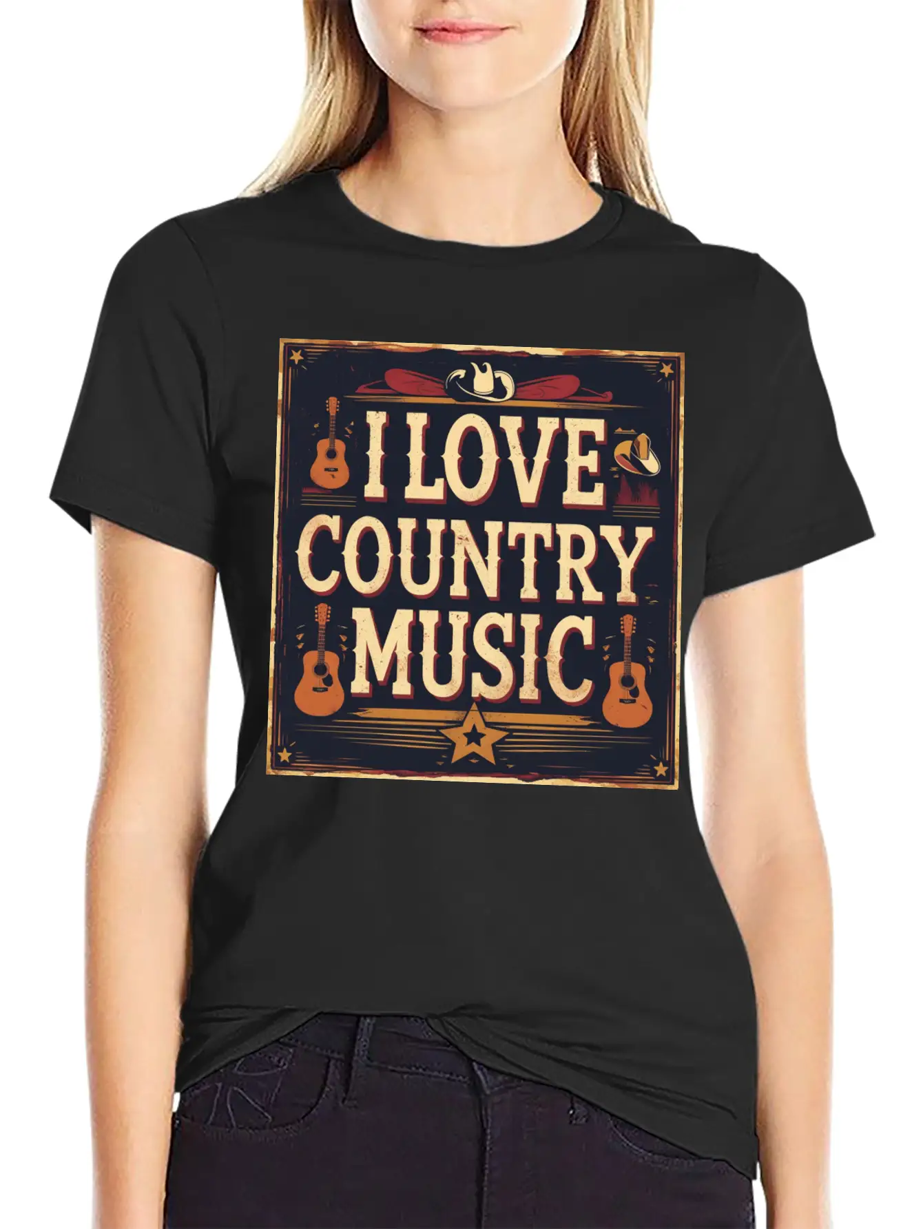 I Love Country Music Casual Graphic T-Shirt – Simple And Comfortable Daily Wear