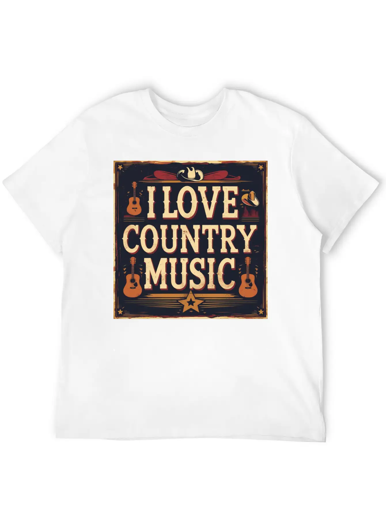 I Love Country Music Casual Graphic T-Shirt – Simple And Comfortable Daily Wear