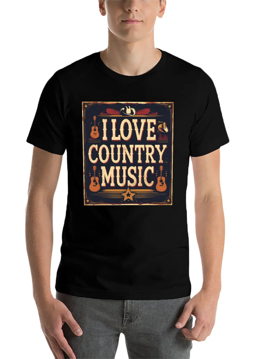 I Love Country Music Casual Graphic T-Shirt – Simple And Comfortable Daily Wear