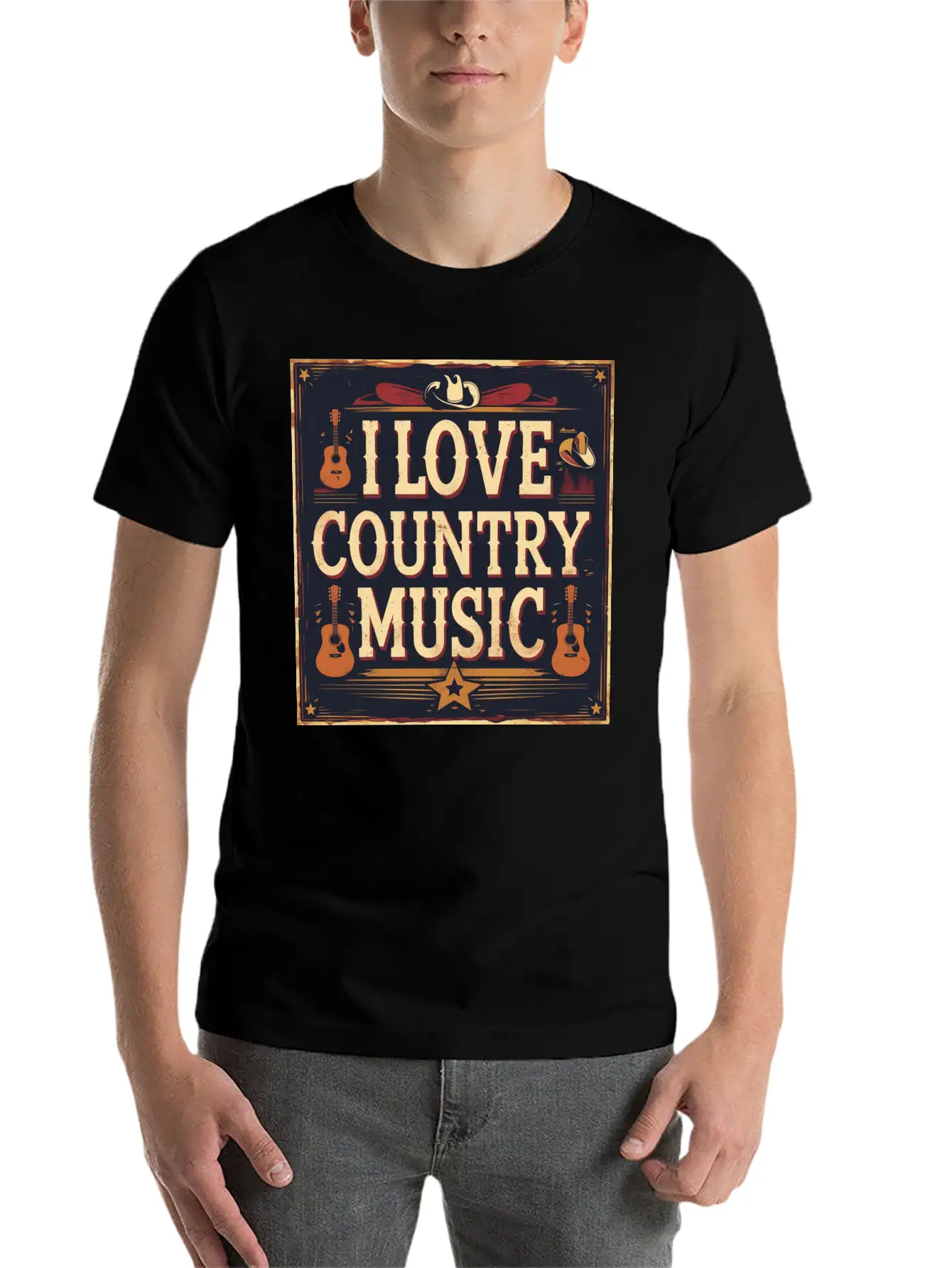 I Love Country Music Casual Graphic T-Shirt – Simple And Comfortable Daily Wear