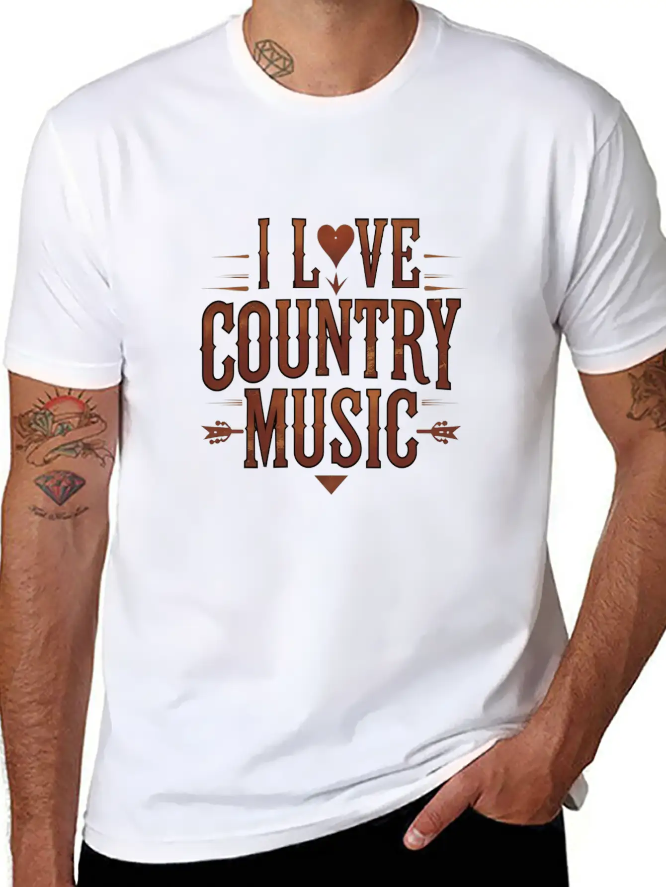 I Love Country Music Unisex Short Sleeve Soft Cotton T-Shirt – Casual Everyday Wear