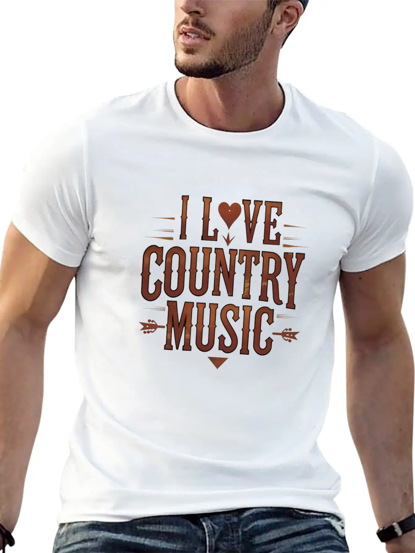 I Love Country Music Unisex Short Sleeve Soft Cotton T-Shirt – Casual Everyday Wear
