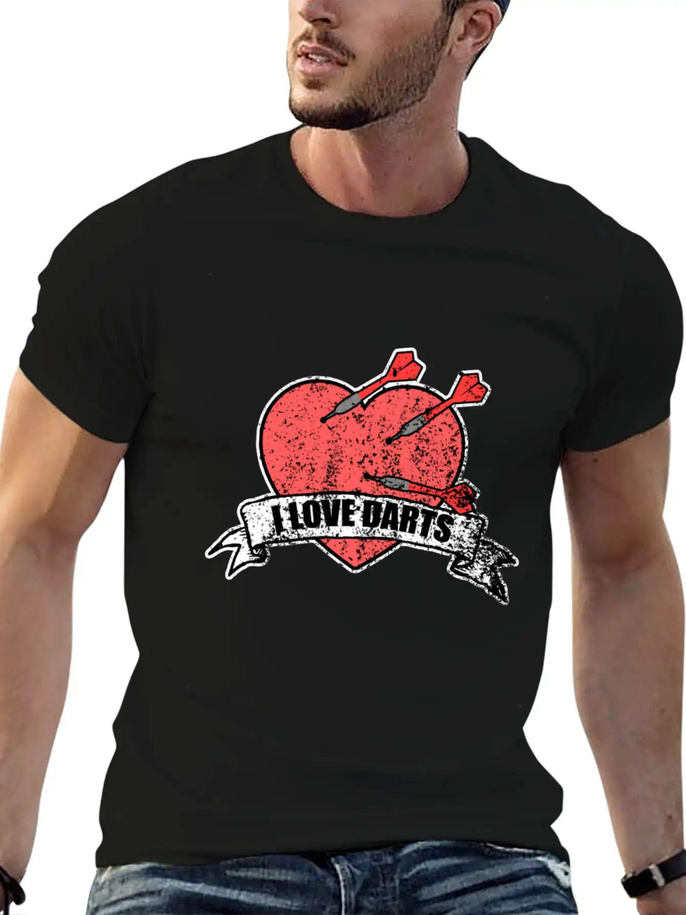 I Love Darts Gift Middle Hit Friends Play Unisex Short Sleeve Soft Cotton T-Shirt – Casual Everyday Wear
