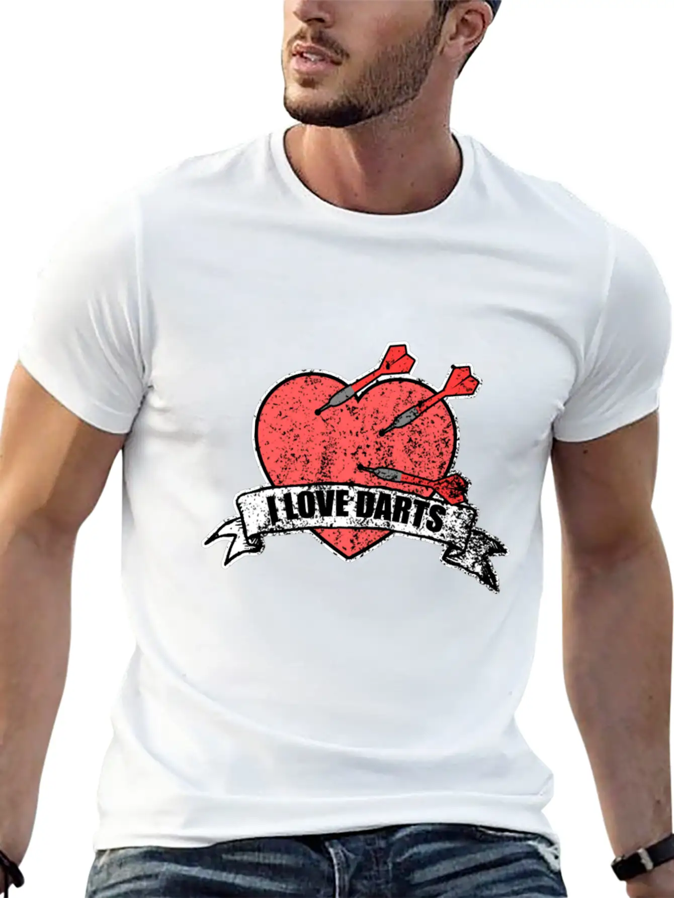 I Love Darts Gift Middle Hit Friends Play Unisex Short Sleeve Soft Cotton T-Shirt – Casual Everyday Wear