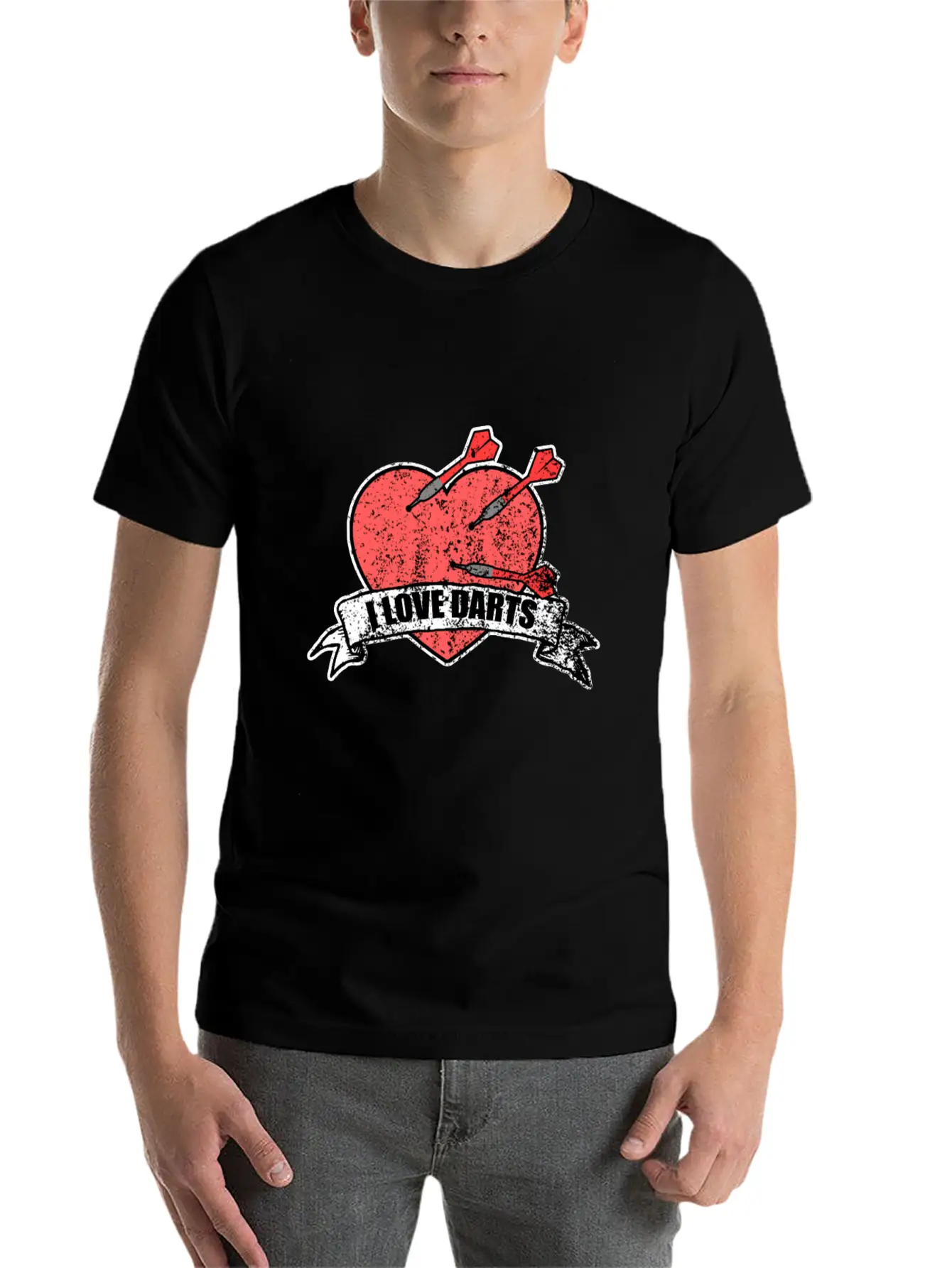 I Love Darts Gift Middle Hit Friends Play Unisex Short Sleeve Soft Cotton T-Shirt – Casual Everyday Wear