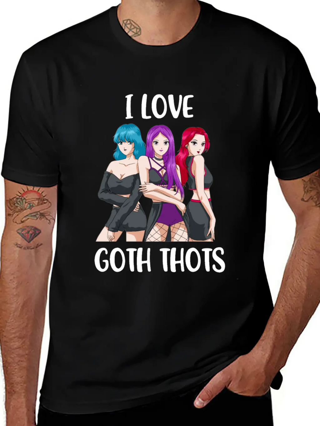 I Love Goth Thots Funny Goth Gift Unisex Short Sleeve Soft Cotton T-Shirt – Casual Everyday Wear