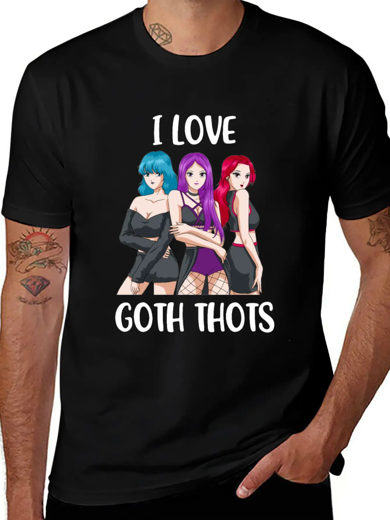 I Love Goth Thots Funny Goth Gift Unisex Short Sleeve Soft Cotton T-Shirt – Casual Everyday Wear