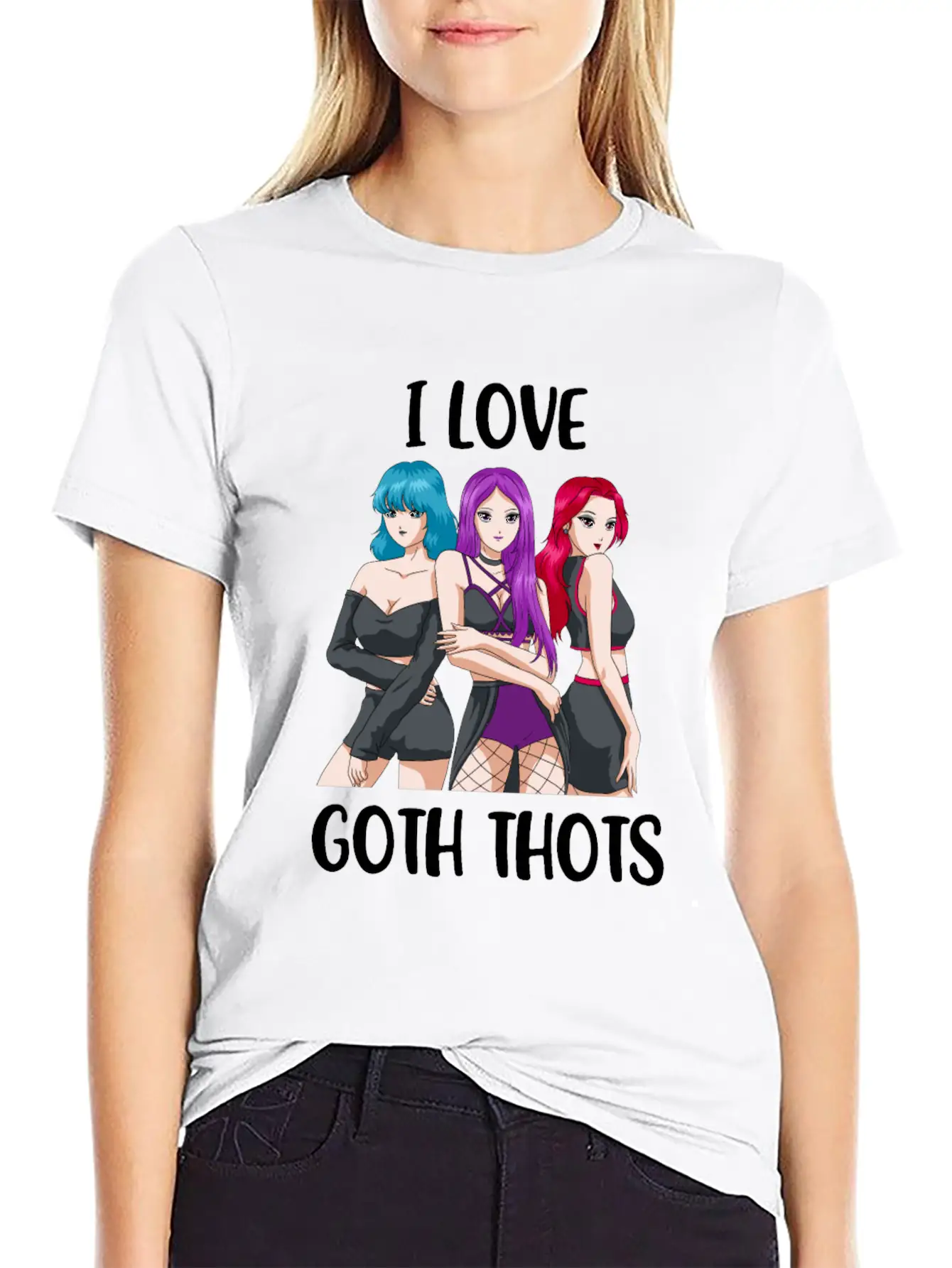 I Love Goth Thots Funny Goth Gift Unisex Short Sleeve Soft Cotton T-Shirt – Casual Everyday Wear