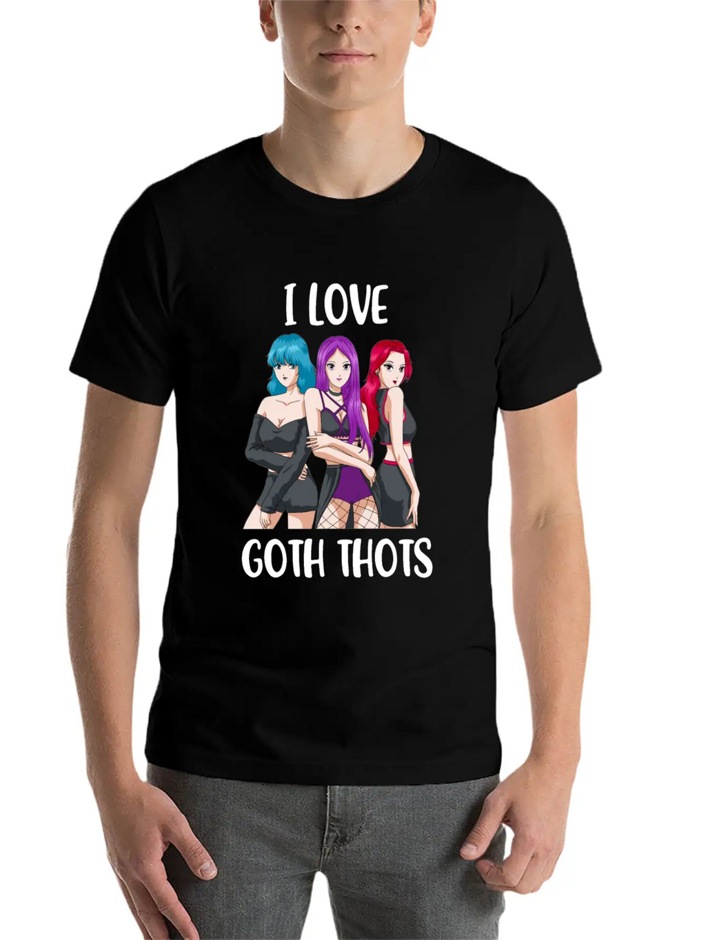 I Love Goth Thots Funny Goth Gift Unisex Short Sleeve Soft Cotton T-Shirt – Casual Everyday Wear