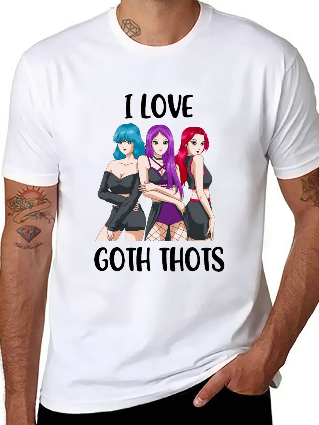 I Love Goth Thots Funny Goth Gift Unisex Short Sleeve Soft Cotton T-Shirt – Casual Everyday Wear