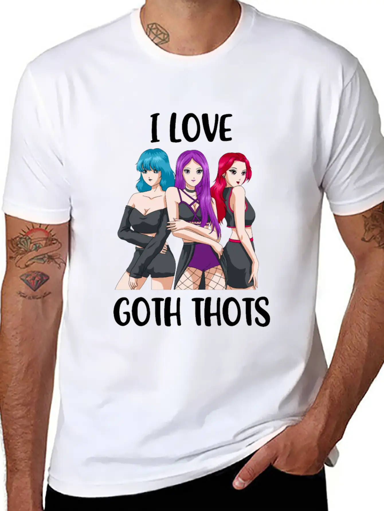 I Love Goth Thots Funny Goth Gift Unisex Short Sleeve Soft Cotton T-Shirt – Casual Everyday Wear