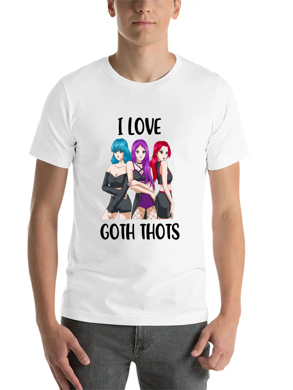 I Love Goth Thots Funny Goth Gift Unisex Short Sleeve Soft Cotton T-Shirt – Casual Everyday Wear