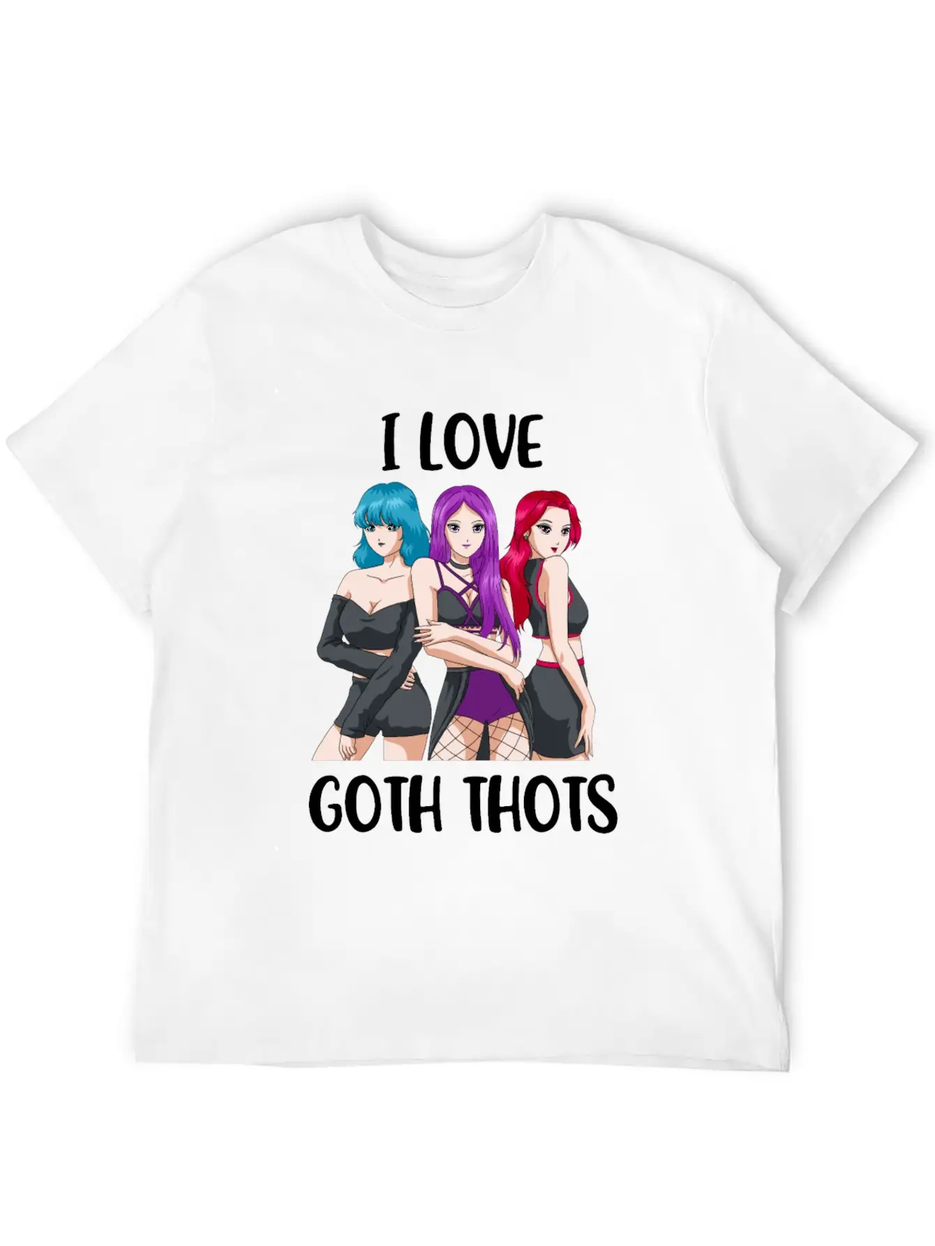 I Love Goth Thots Funny Goth Gift Unisex Short Sleeve Soft Cotton T-Shirt – Casual Everyday Wear