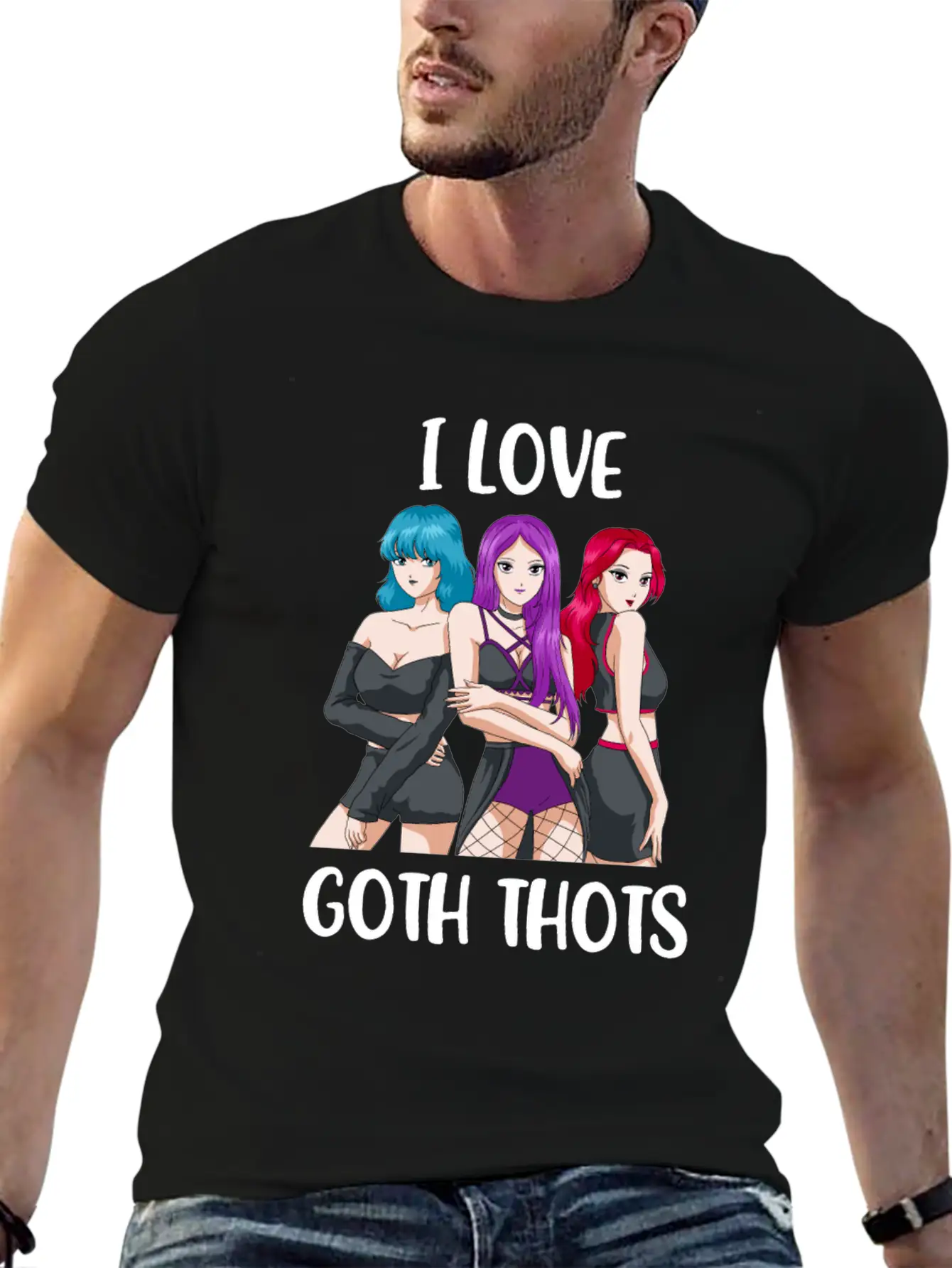 I Love Goth Thots Funny Goth Gift Unisex Short Sleeve Soft Cotton T-Shirt – Casual Everyday Wear