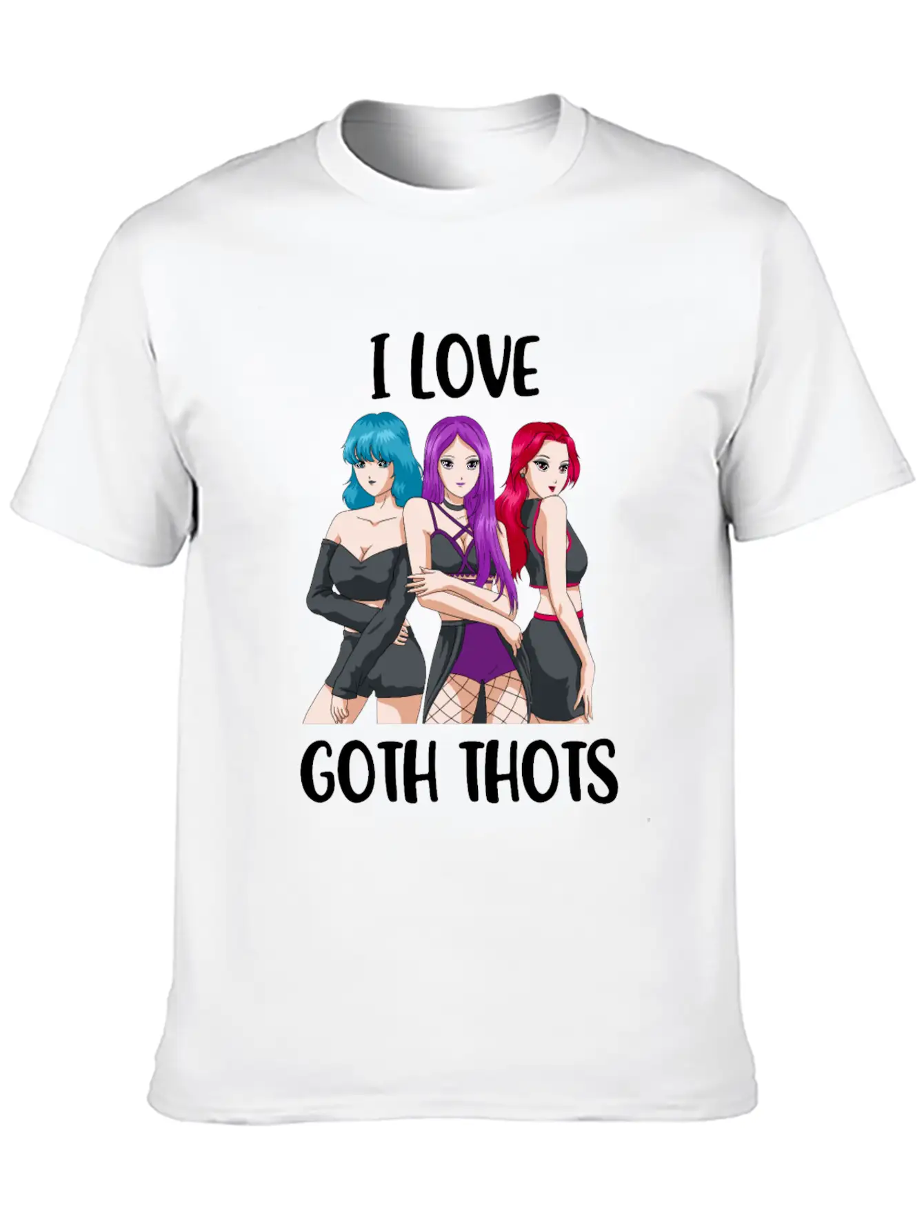 I Love Goth Thots Funny Goth Gift Unisex Short Sleeve Soft Cotton T-Shirt – Casual Everyday Wear