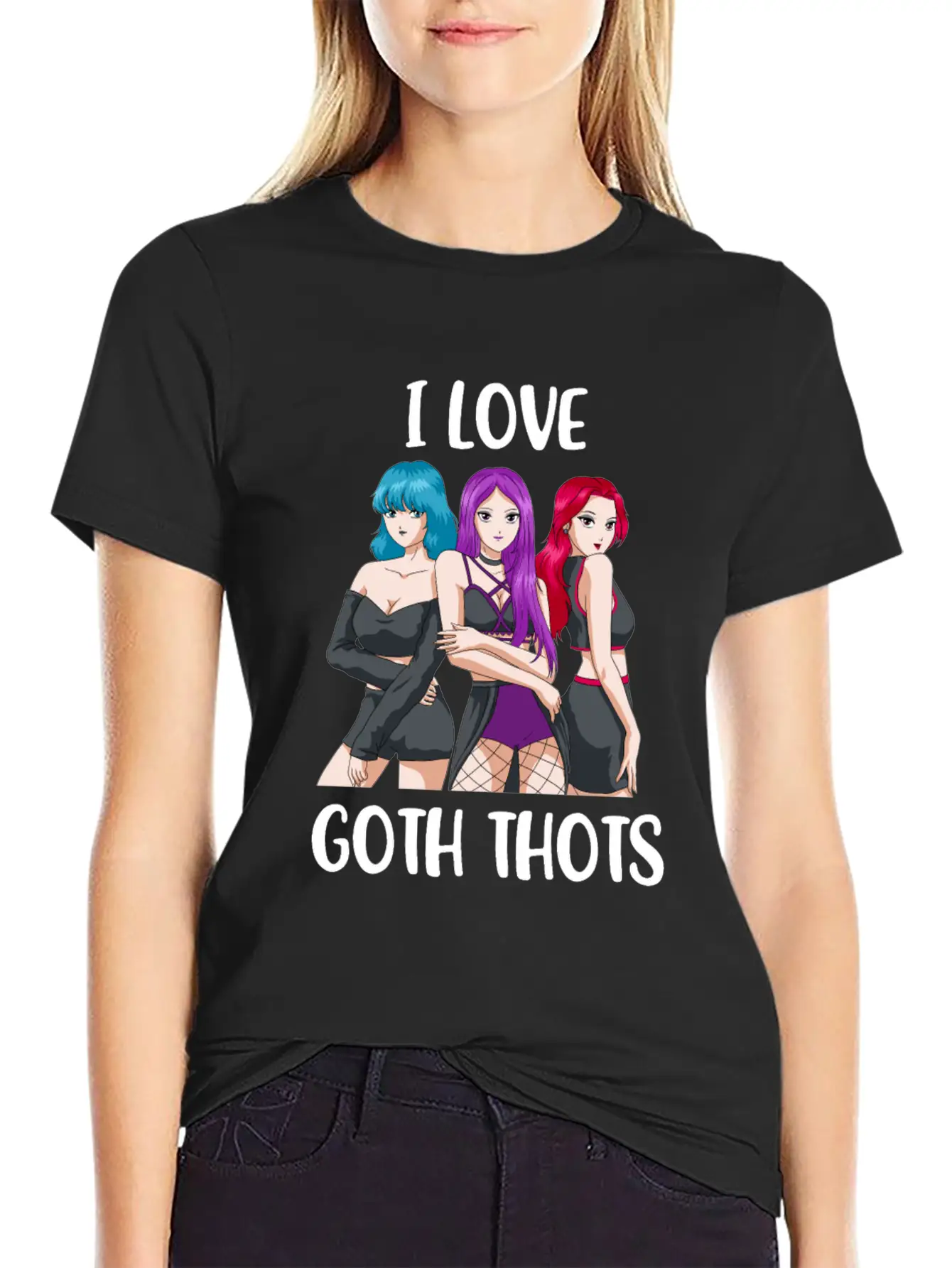 I Love Goth Thots Funny Goth Gift Unisex Short Sleeve Soft Cotton T-Shirt – Casual Everyday Wear