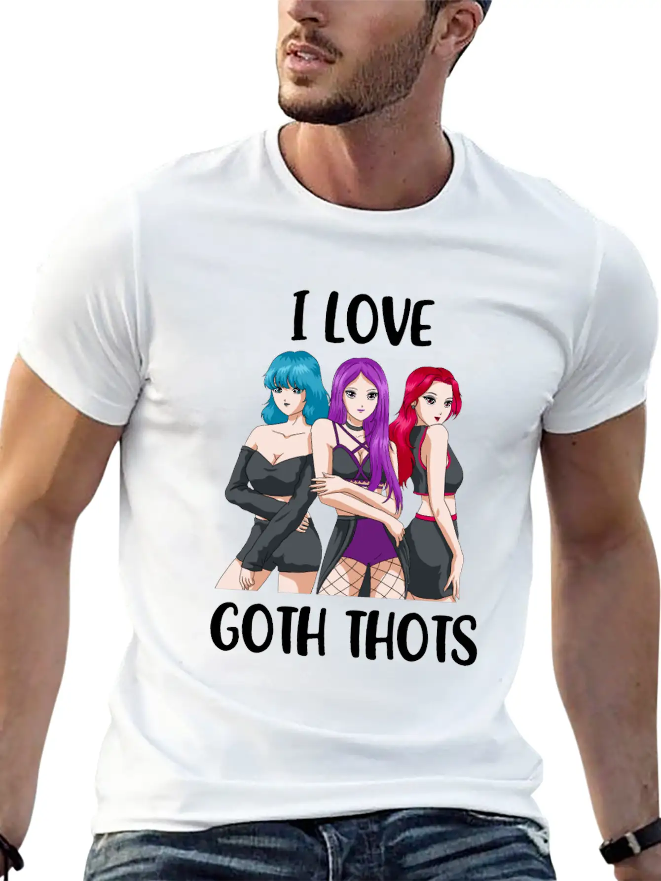 I Love Goth Thots Funny Goth Gift Unisex Short Sleeve Soft Cotton T-Shirt – Casual Everyday Wear