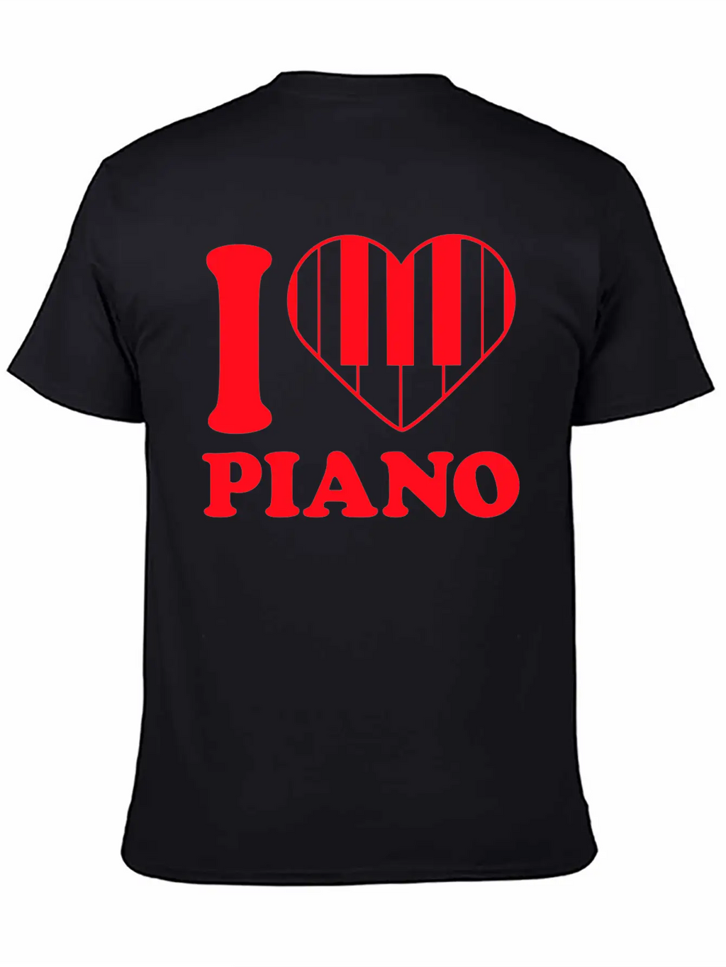 I Love Grand Piano Heart Organ Keyboard Music Logo Unisex Short Sleeve Soft Cotton T-Shirt – Casual Everyday Wear