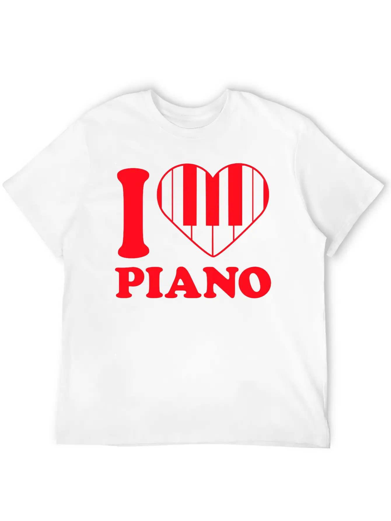 I Love Grand Piano Heart Organ Keyboard Music Logo Unisex Short Sleeve Soft Cotton T-Shirt – Casual Everyday Wear