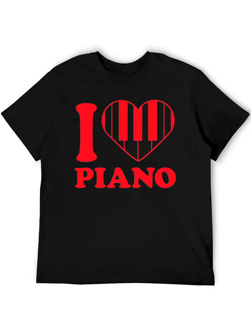I Love Grand Piano Heart Organ Keyboard Music Logo Unisex Short Sleeve Soft Cotton T-Shirt – Casual Everyday Wear
