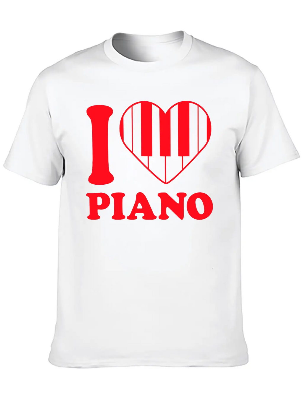 I Love Grand Piano Heart Organ Keyboard Music Logo Unisex Short Sleeve Soft Cotton T-Shirt – Casual Everyday Wear