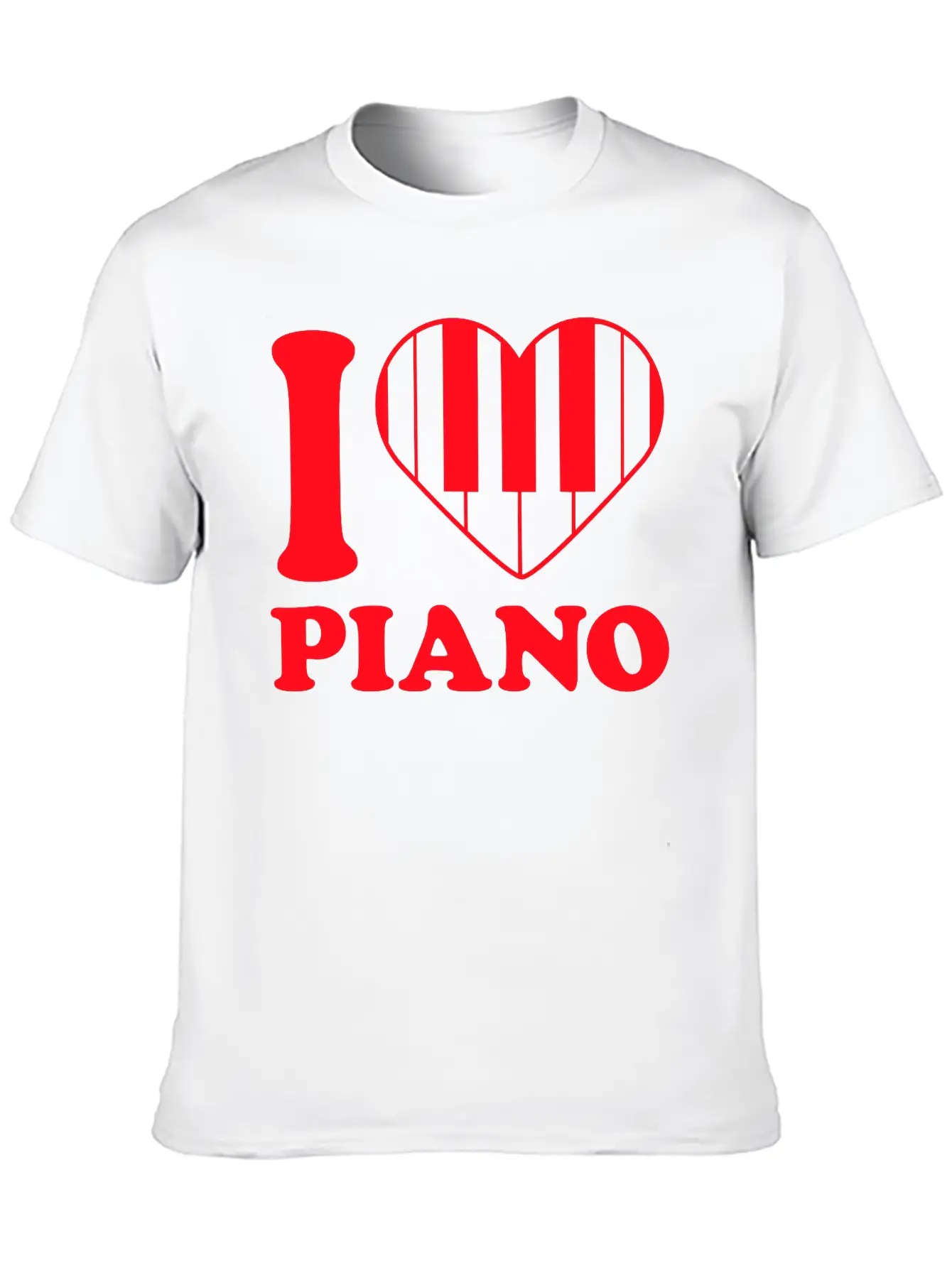 I Love Grand Piano Heart Organ Keyboard Music Logo Unisex Short Sleeve Soft Cotton T-Shirt – Casual Everyday Wear