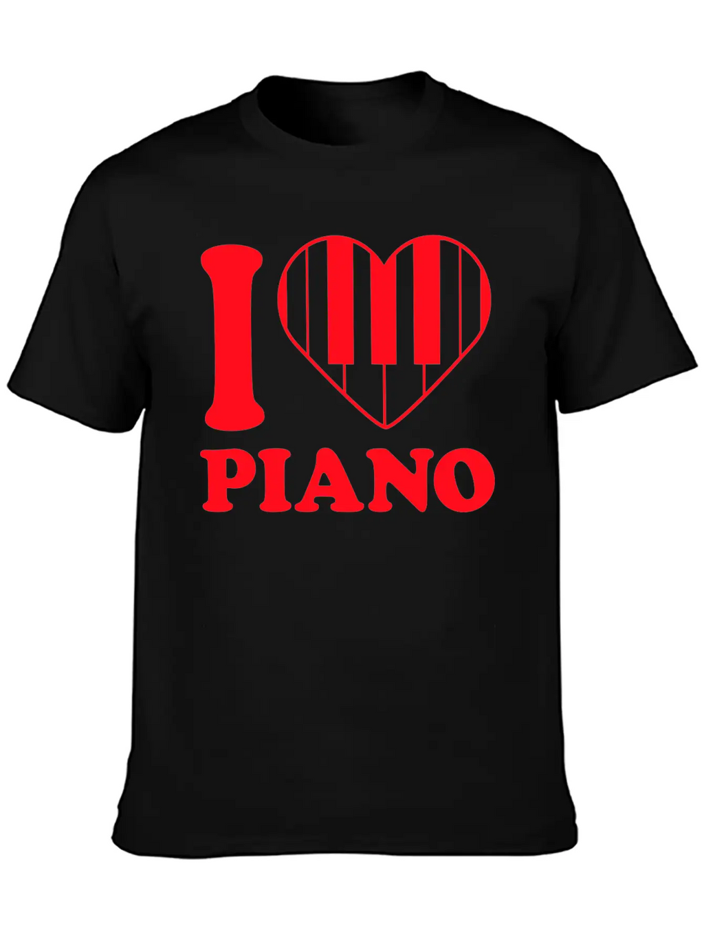 I Love Grand Piano Heart Organ Keyboard Music Logo Unisex Short Sleeve Soft Cotton T-Shirt – Casual Everyday Wear