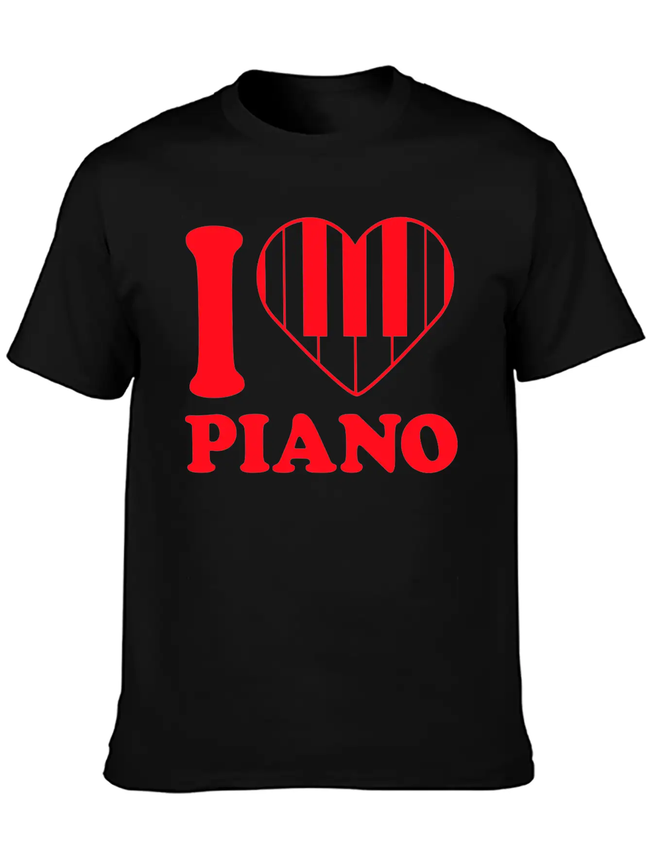 I Love Grand Piano Heart Organ Keyboard Music Logo Unisex Short Sleeve Soft Cotton T-Shirt – Casual Everyday Wear
